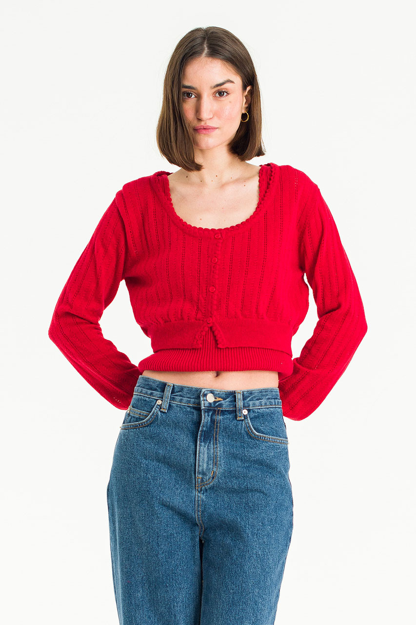 Maddie Cami Cardigan Set, Red