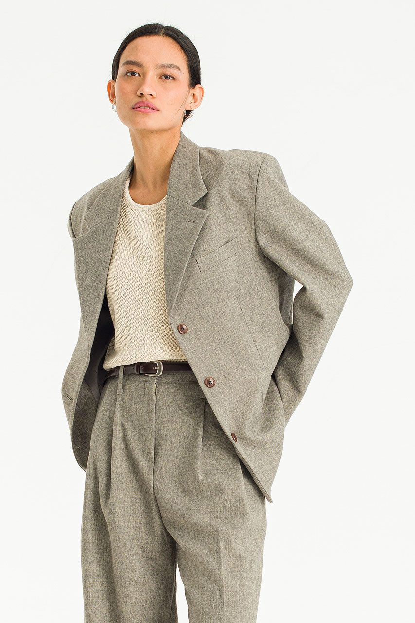 Moment Single Buttoned Jacket, Taupe