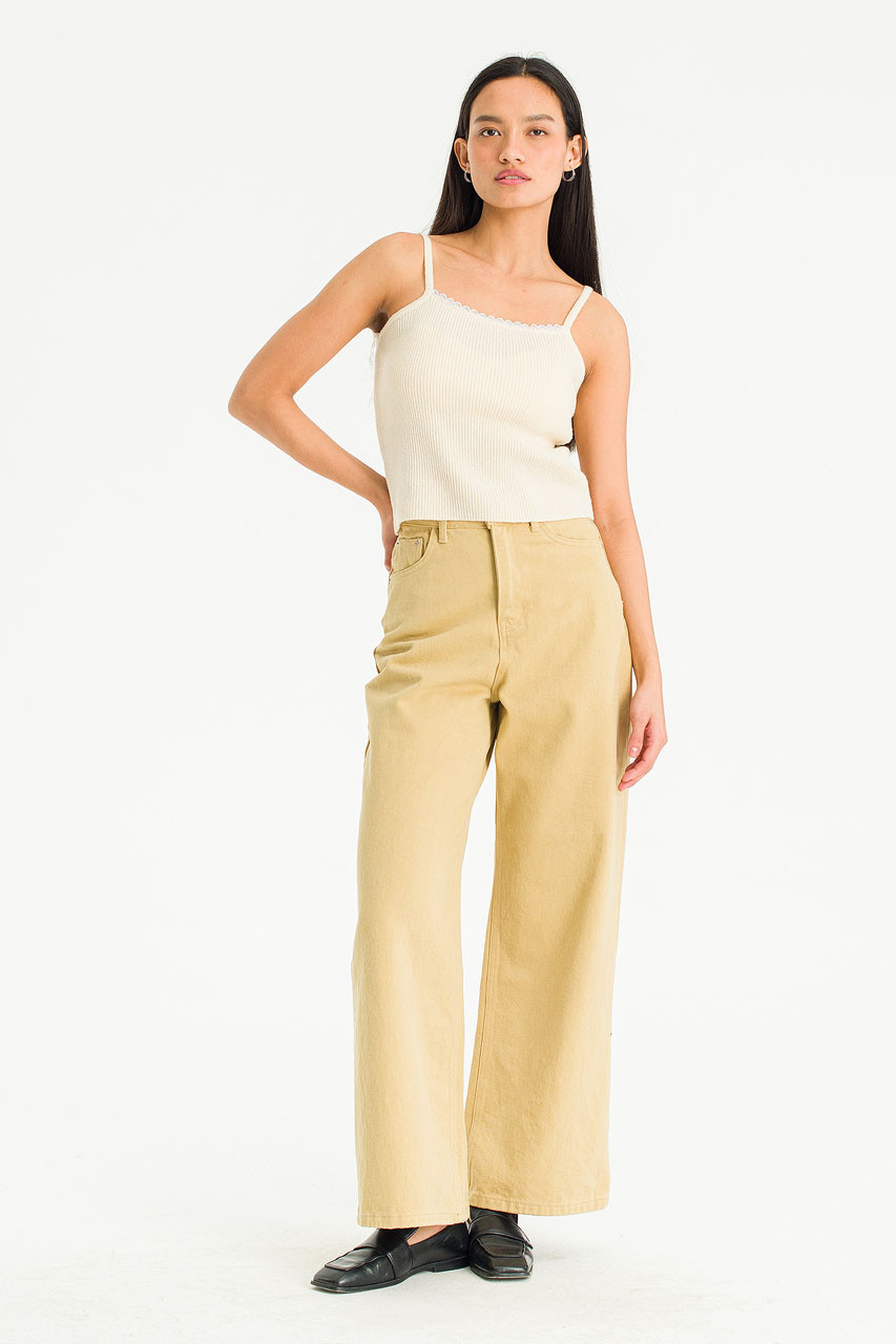 Edith Wide Jean, Dark Beige