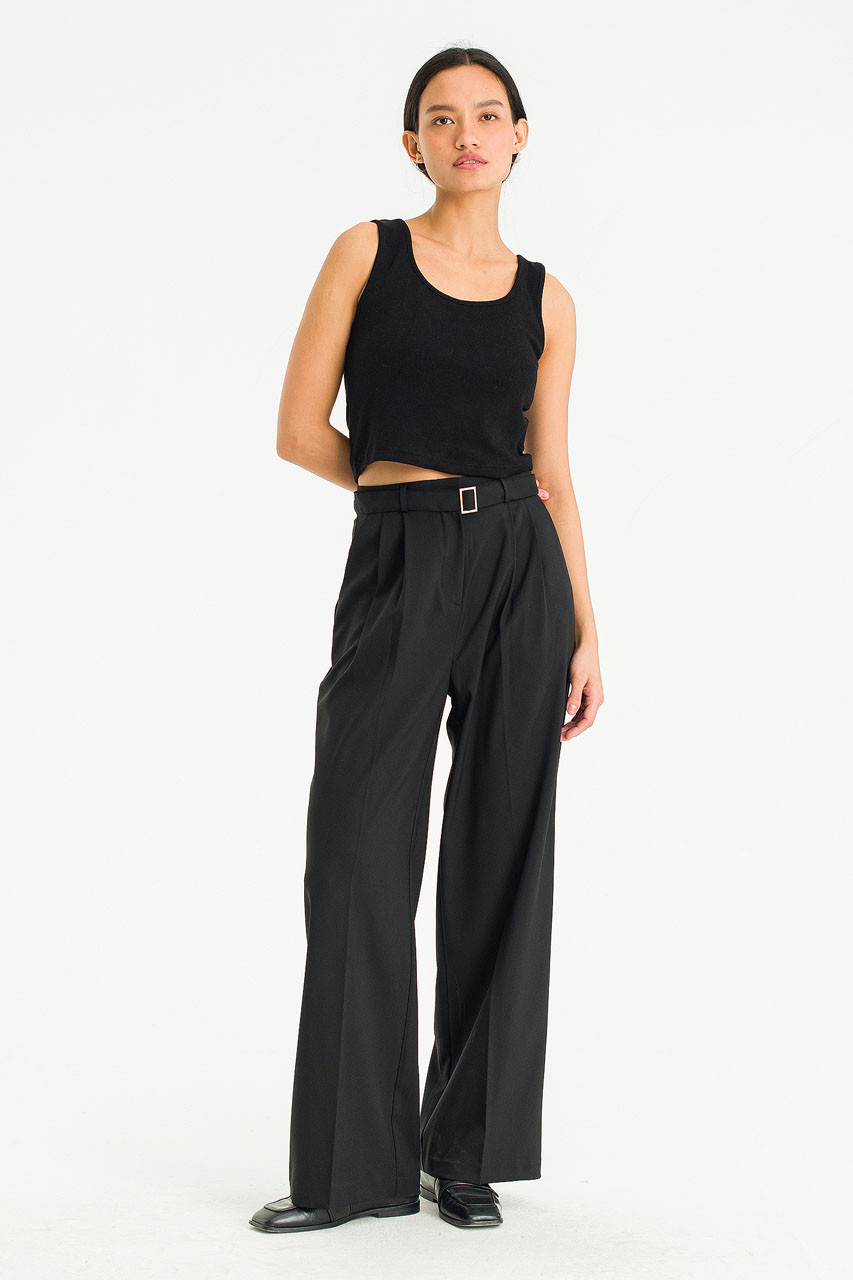 Marlowe Belted Slacks, Black