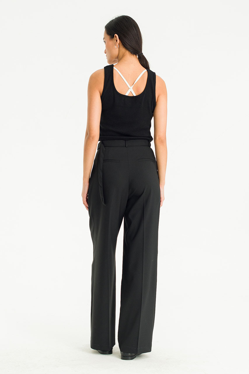 Marlowe Belted Slacks, Black