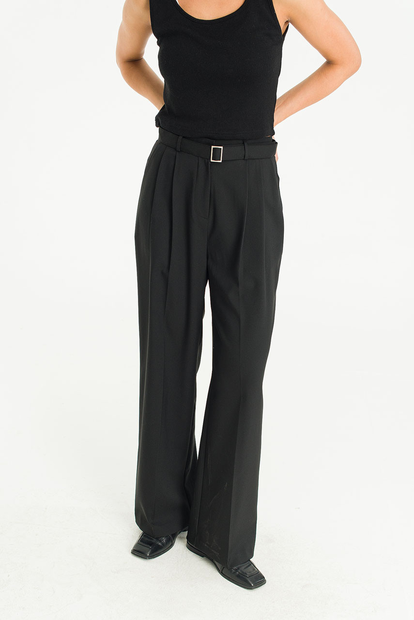 Marlowe Belted Slacks, Black