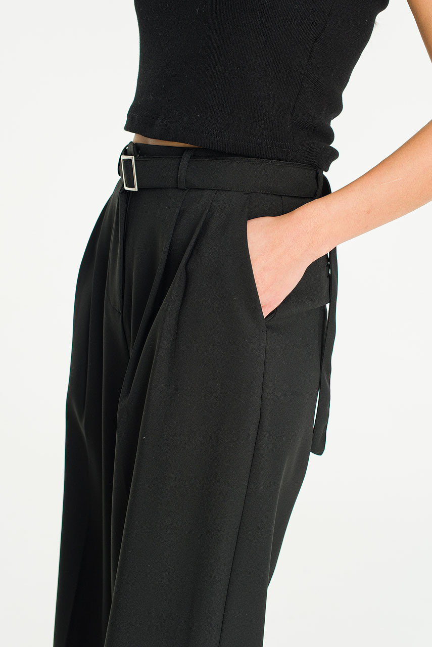 Marlowe Belted Slacks, Black