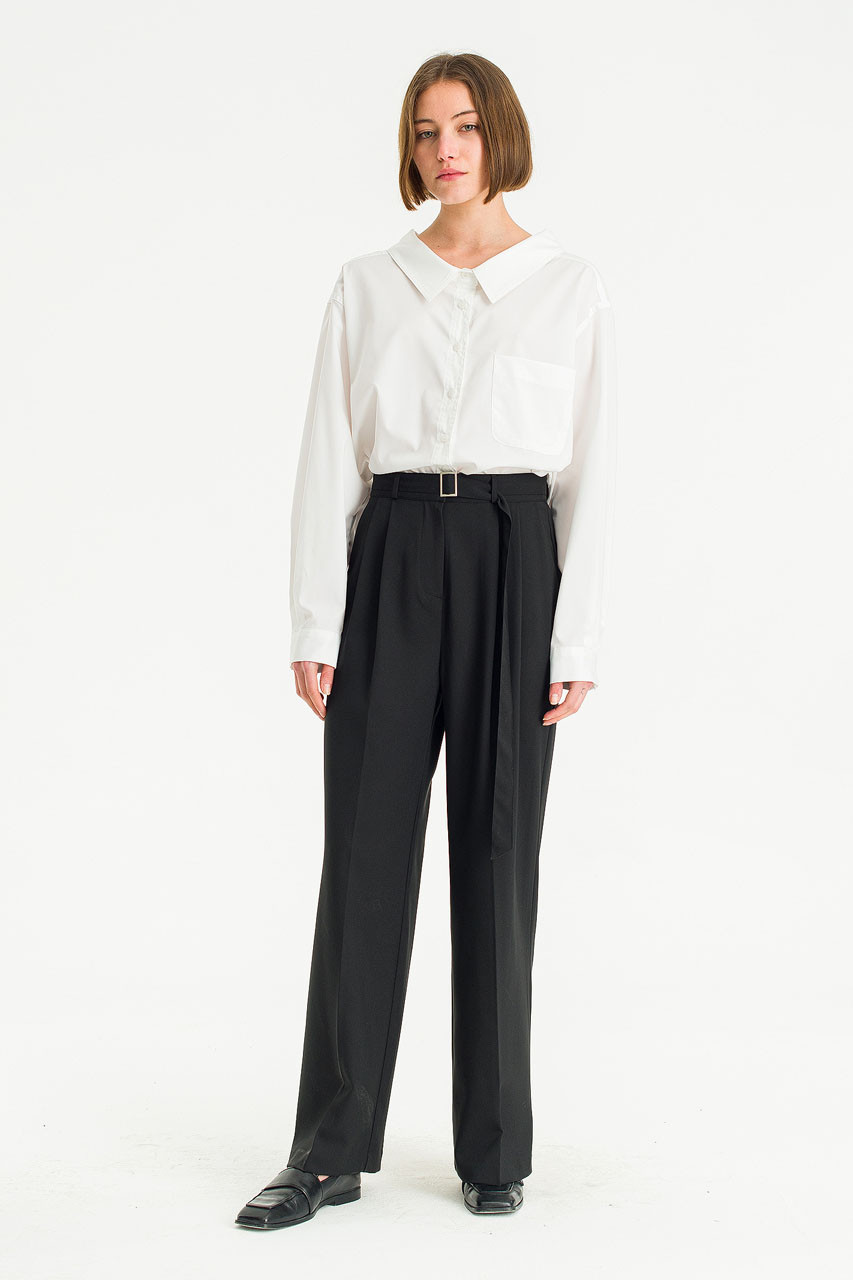 Marlowe Belted Slacks, Black