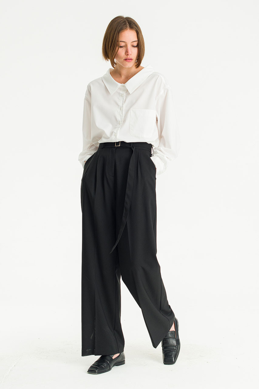 Marlowe Belted Slacks, Black