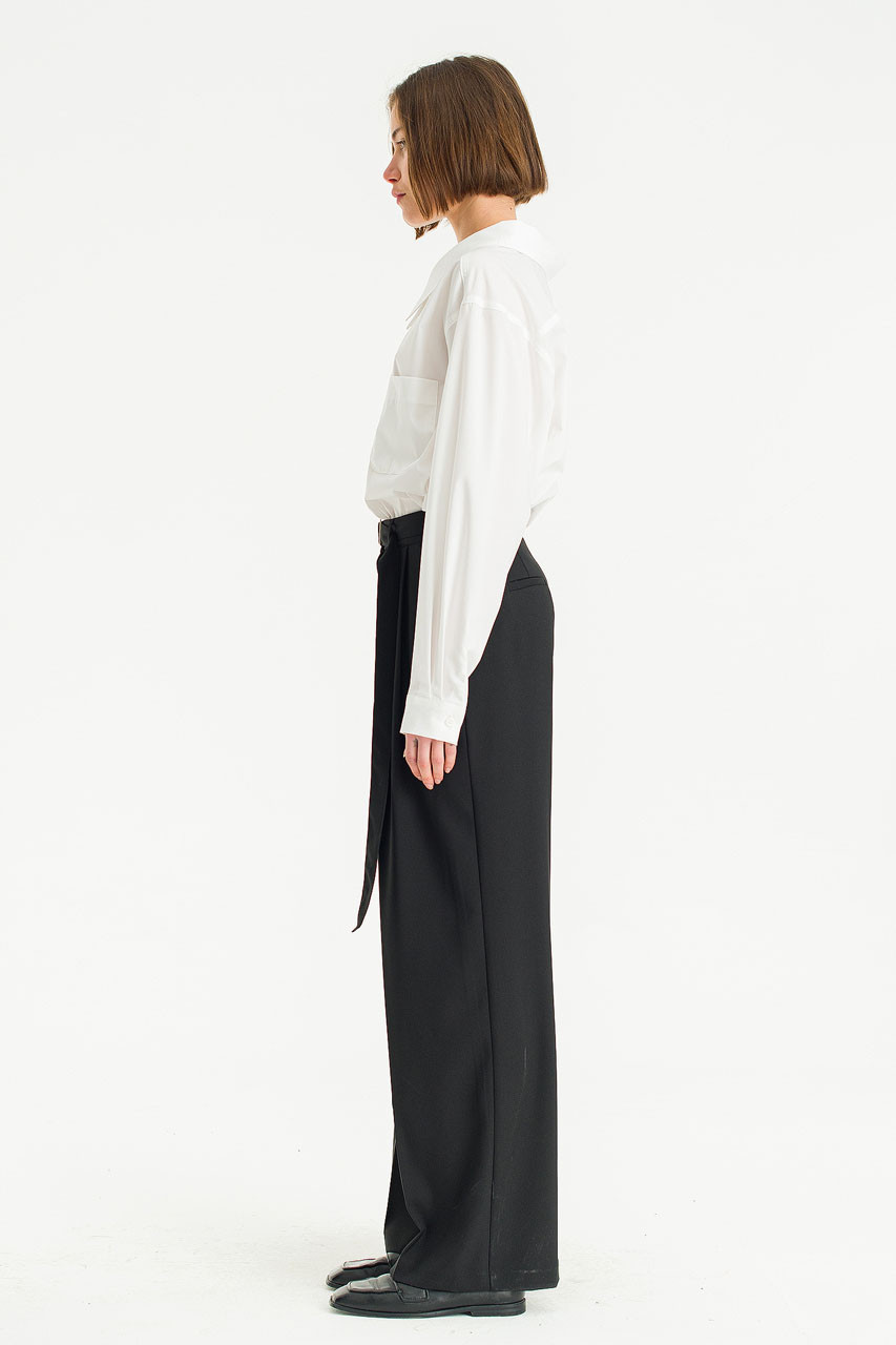 Marlowe Belted Slacks, Black