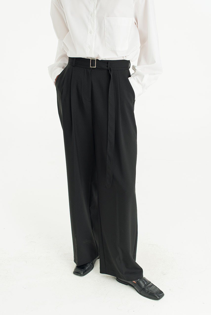 Marlowe Belted Slacks, Black