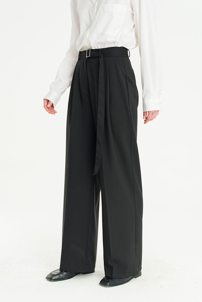 Marlowe Belted Slacks, Black