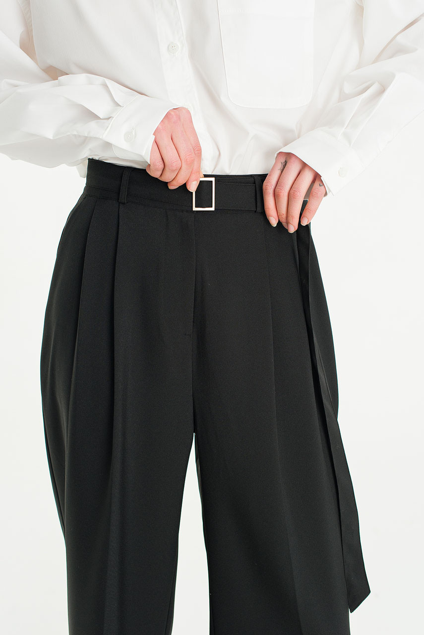 Marlowe Belted Slacks, Black