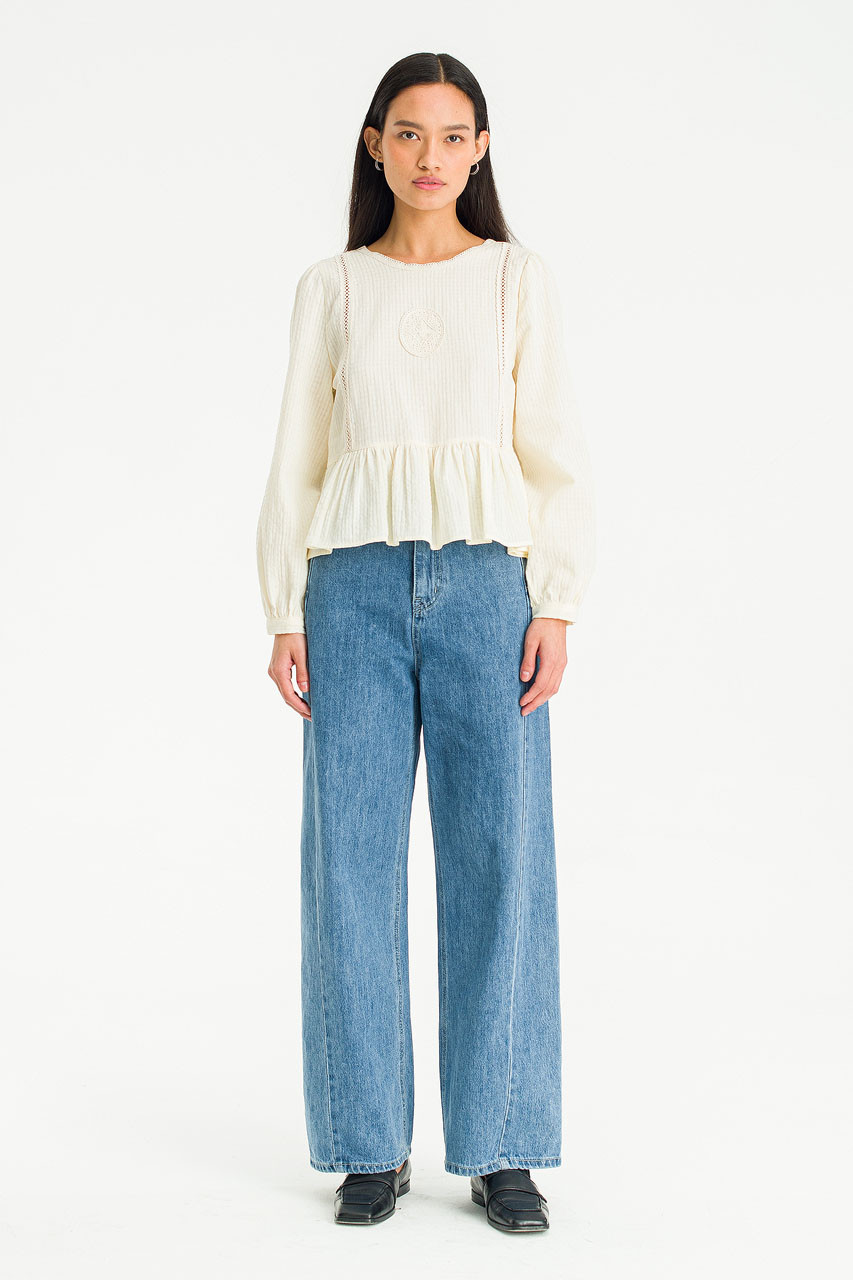 Cloudy Wide Denim Jean, Mid Blue