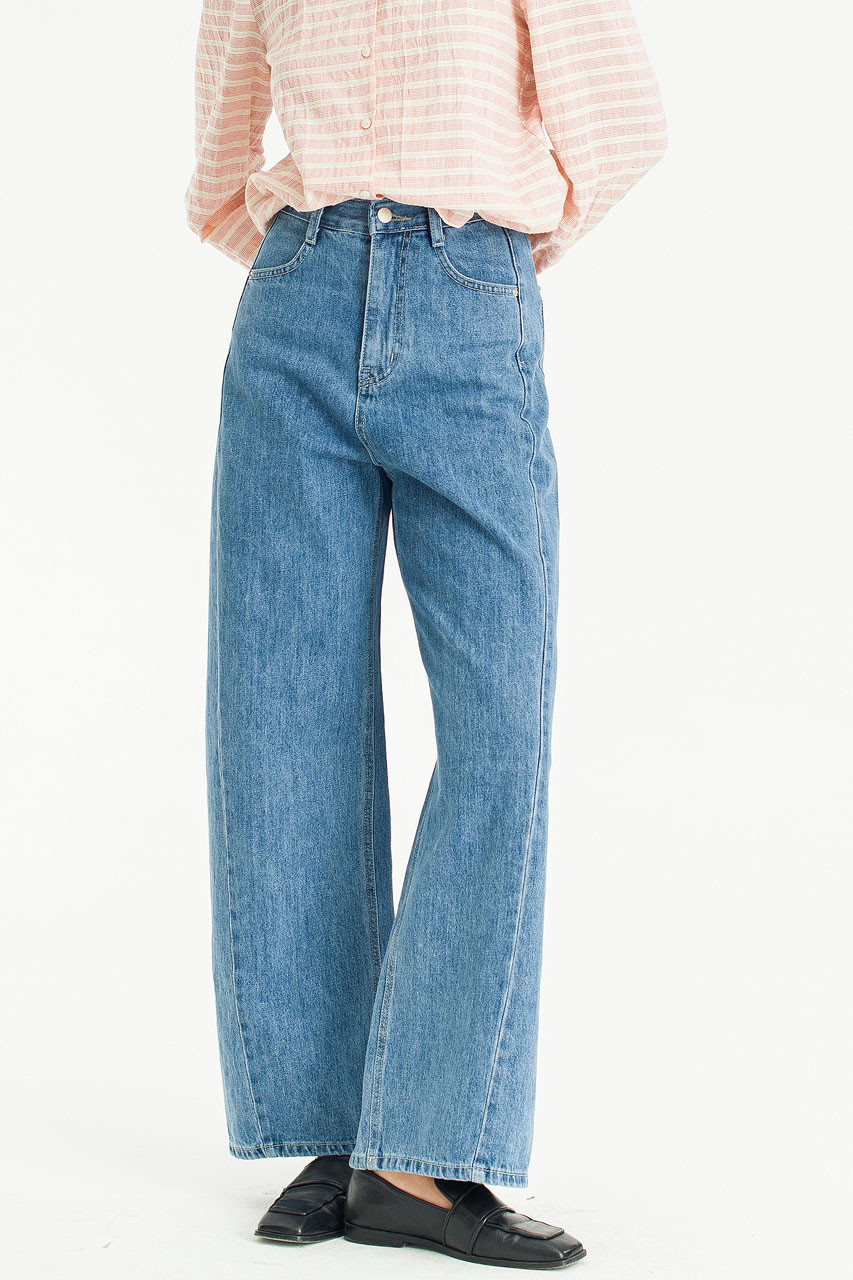 Cloudy Wide Denim Jean, Mid Blue