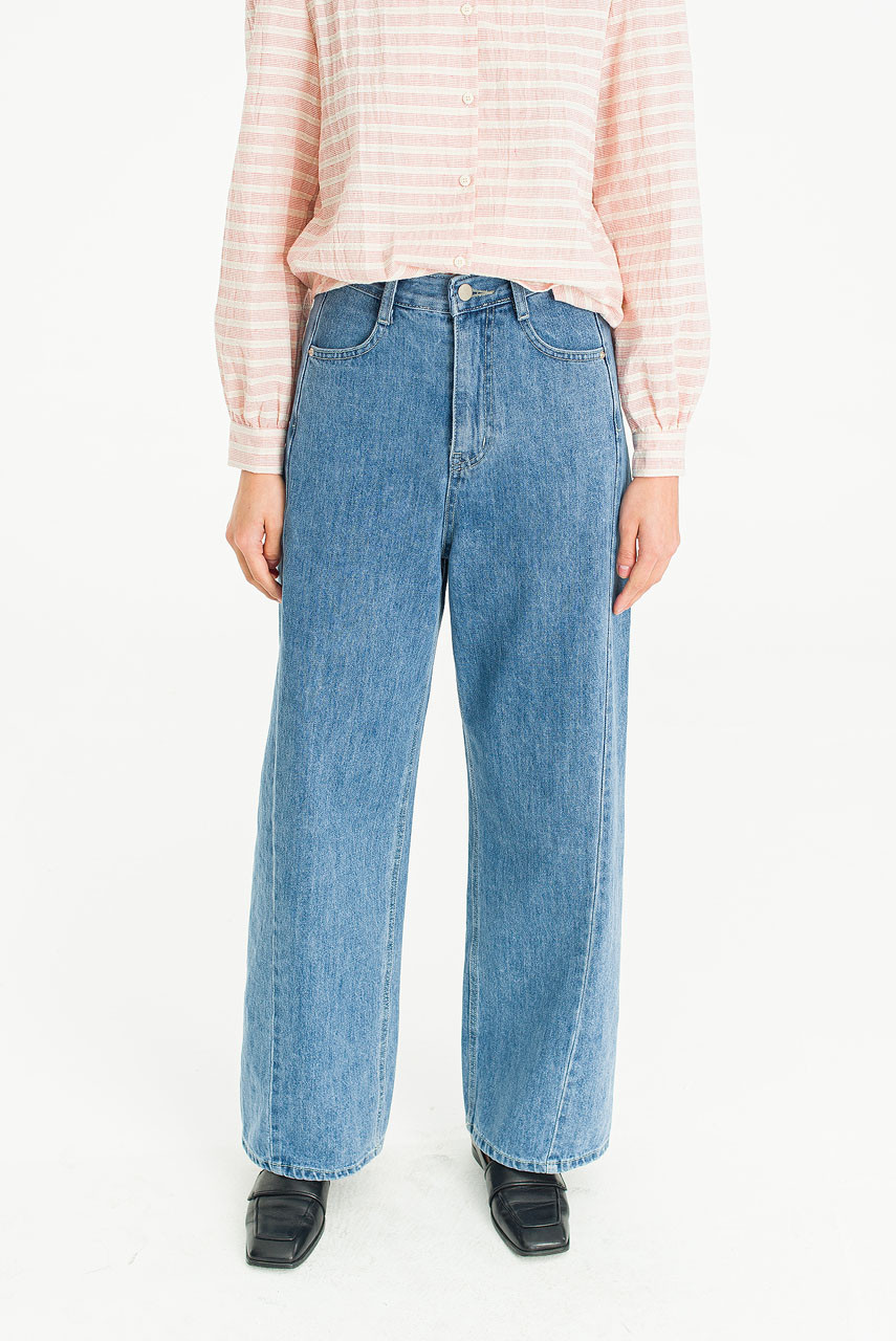 Cloudy Wide Denim Jean, Mid Blue