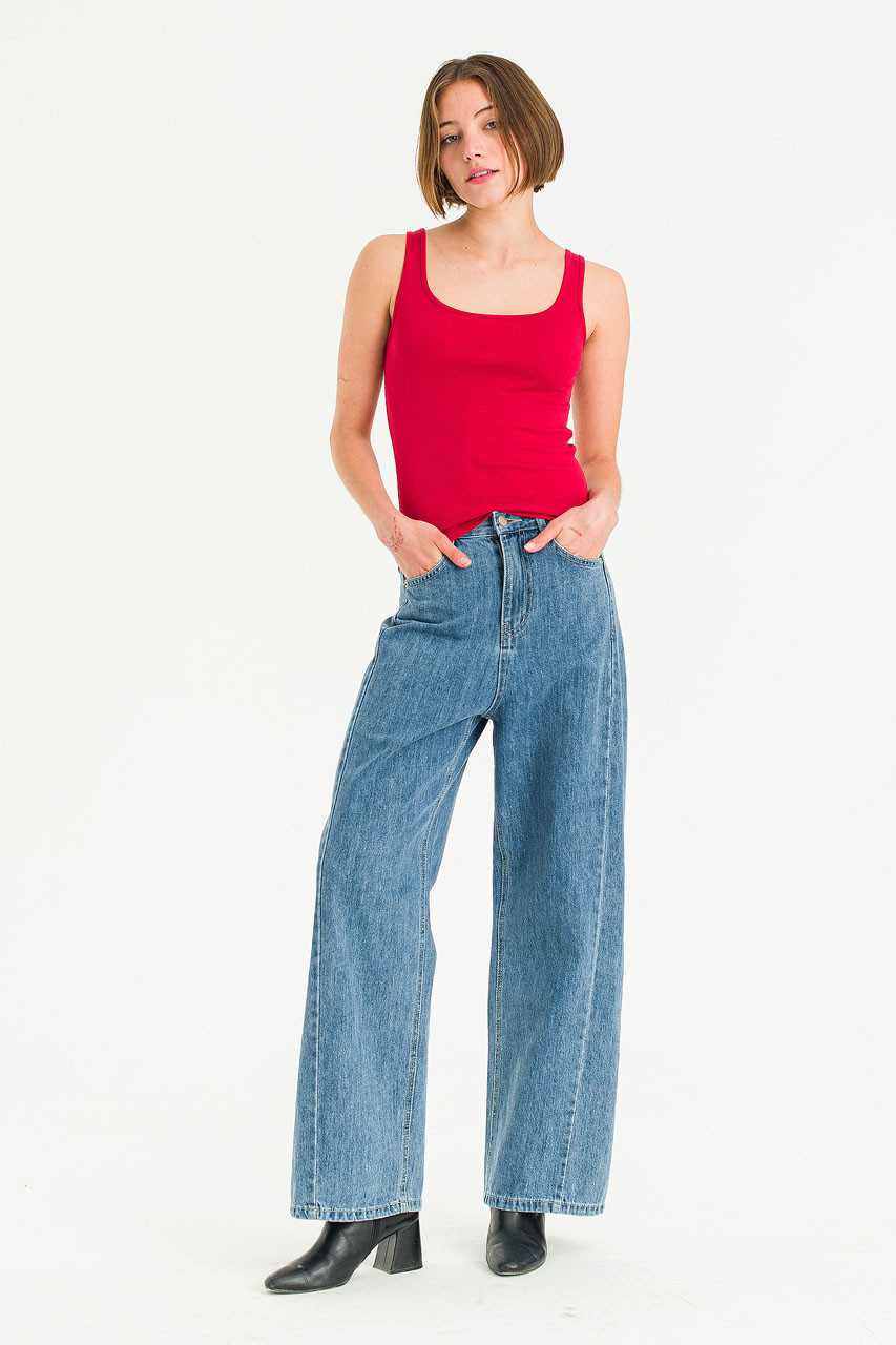 Cloudy Wide Denim Jean, Mid Blue