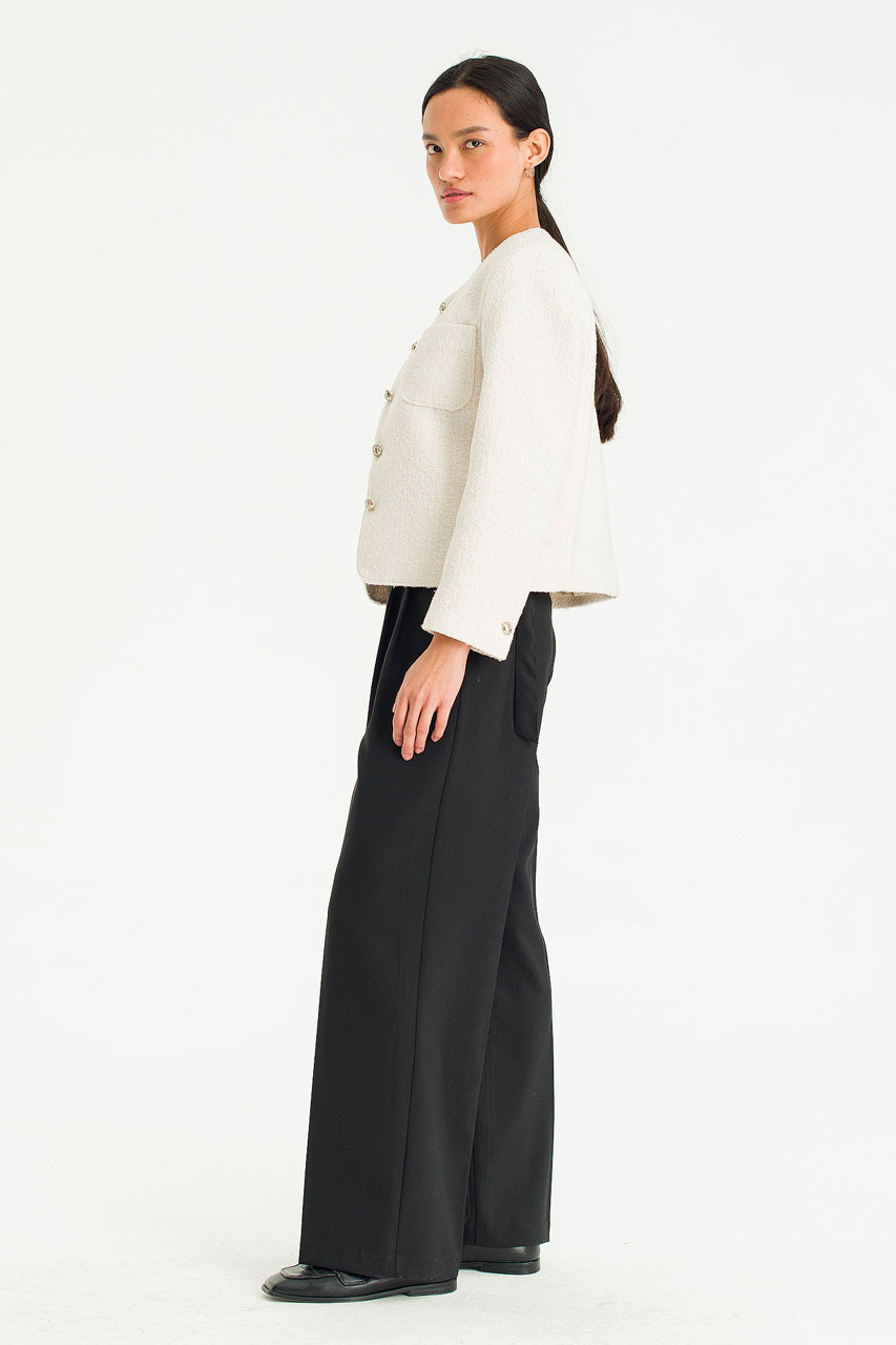 Edith Single Breasted Tweed Jacket, Cream