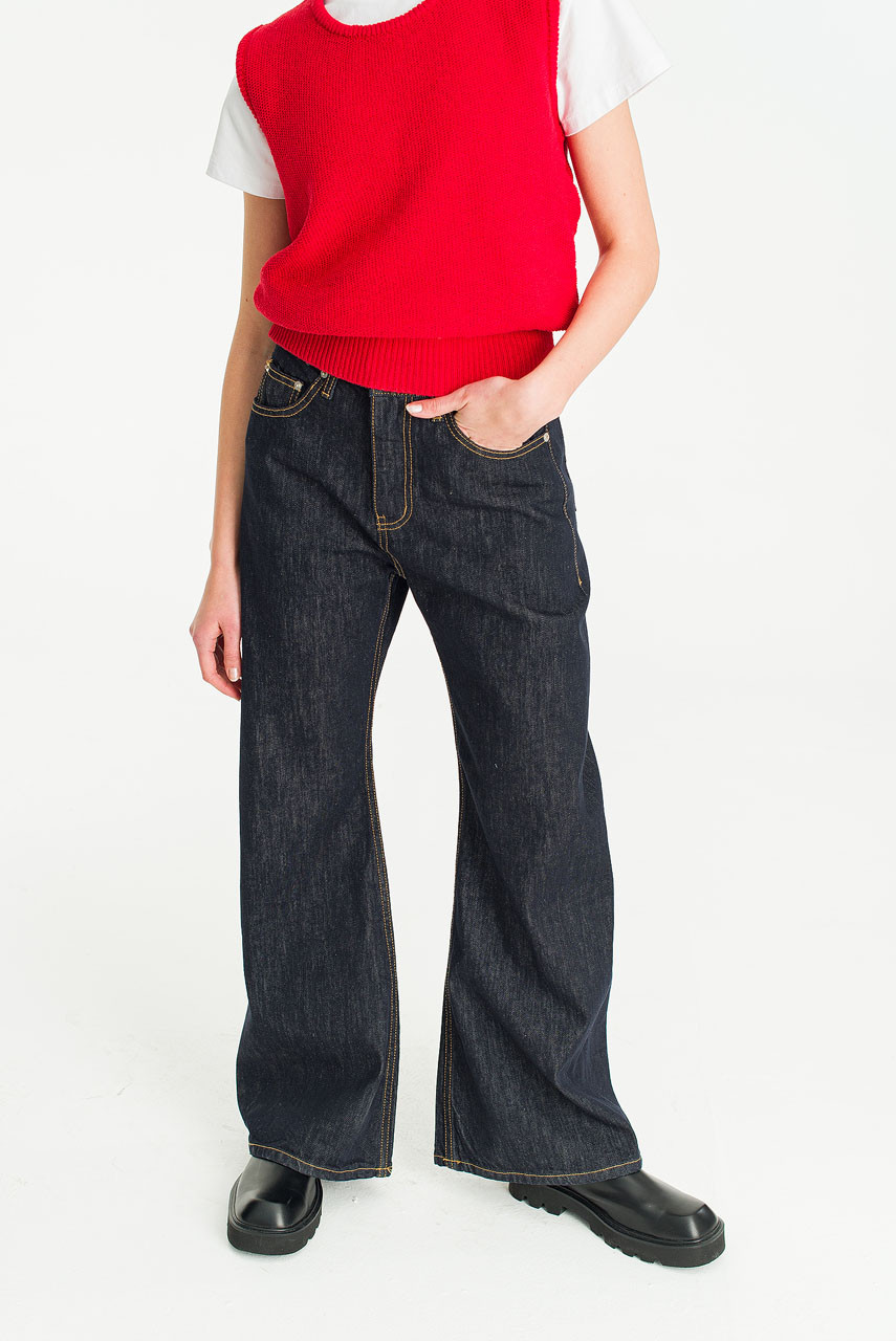 Elodie Raw Denim Jeans, Dark Blue