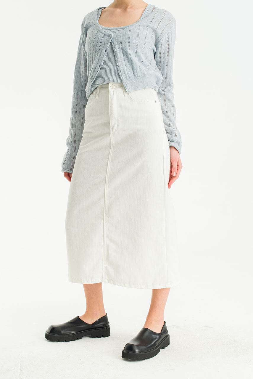 Amelie Denim Maxi Skirt, Ivory