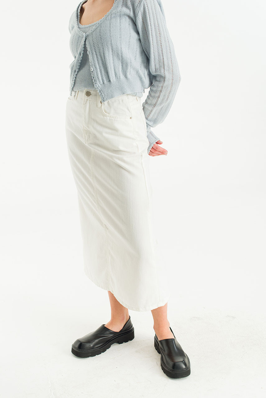 Amelie Denim Maxi Skirt, Ivory