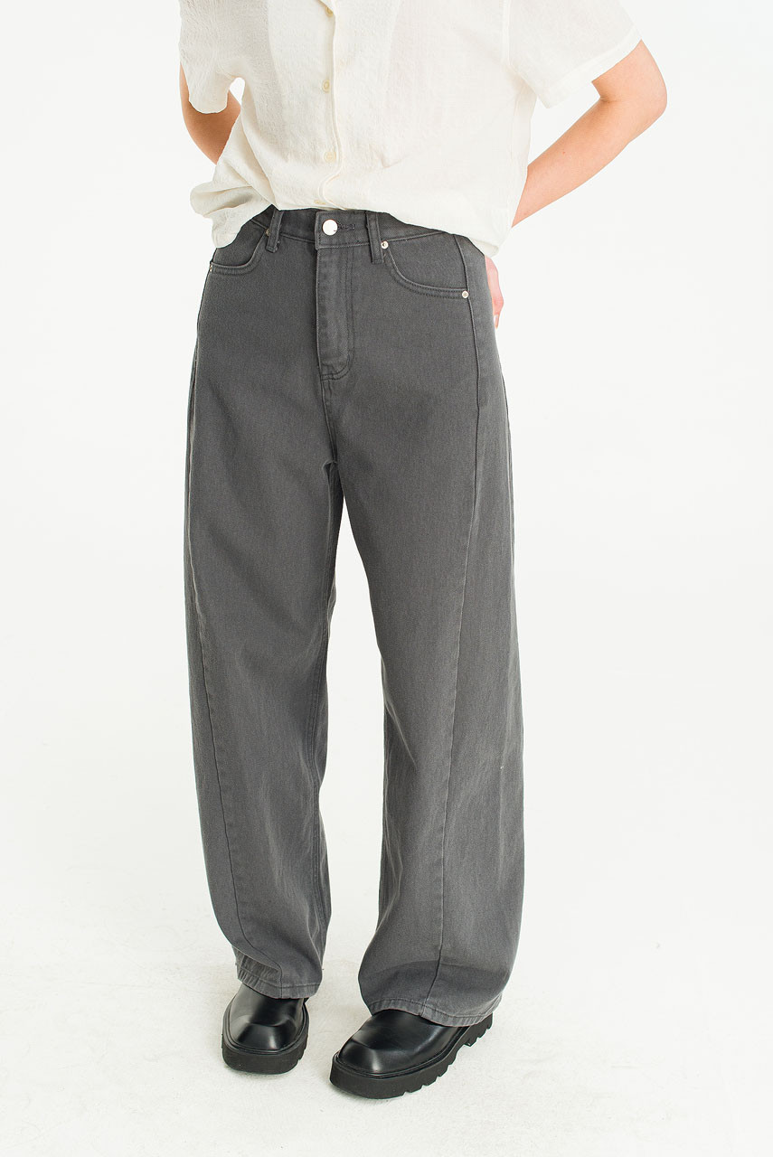 Cloudy Wide Washed Denim Jean, Charcoal