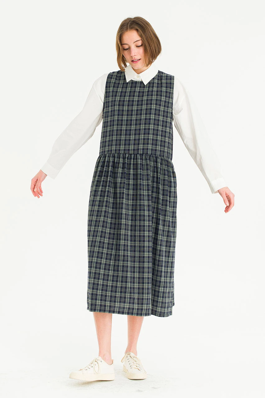 Tina Check Pinafore Dress, Green