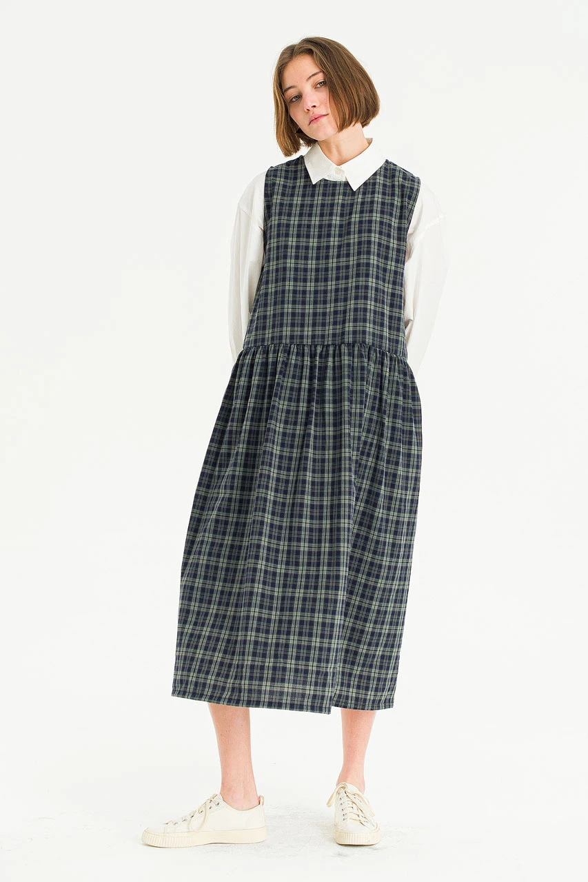 Tina Check Pinafore Dress, Green