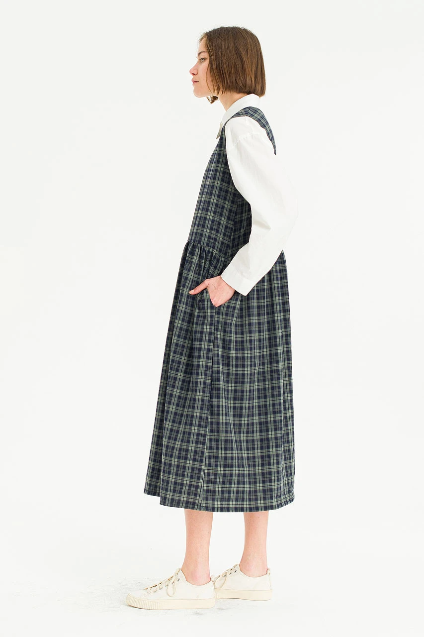 Tina Check Pinafore Dress, Green