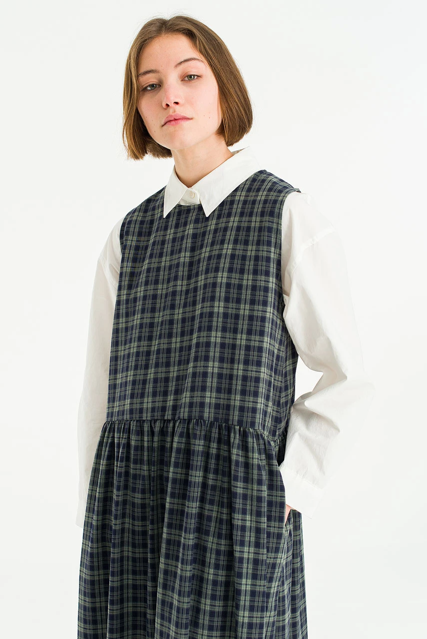 Tina Check Pinafore Dress, Green
