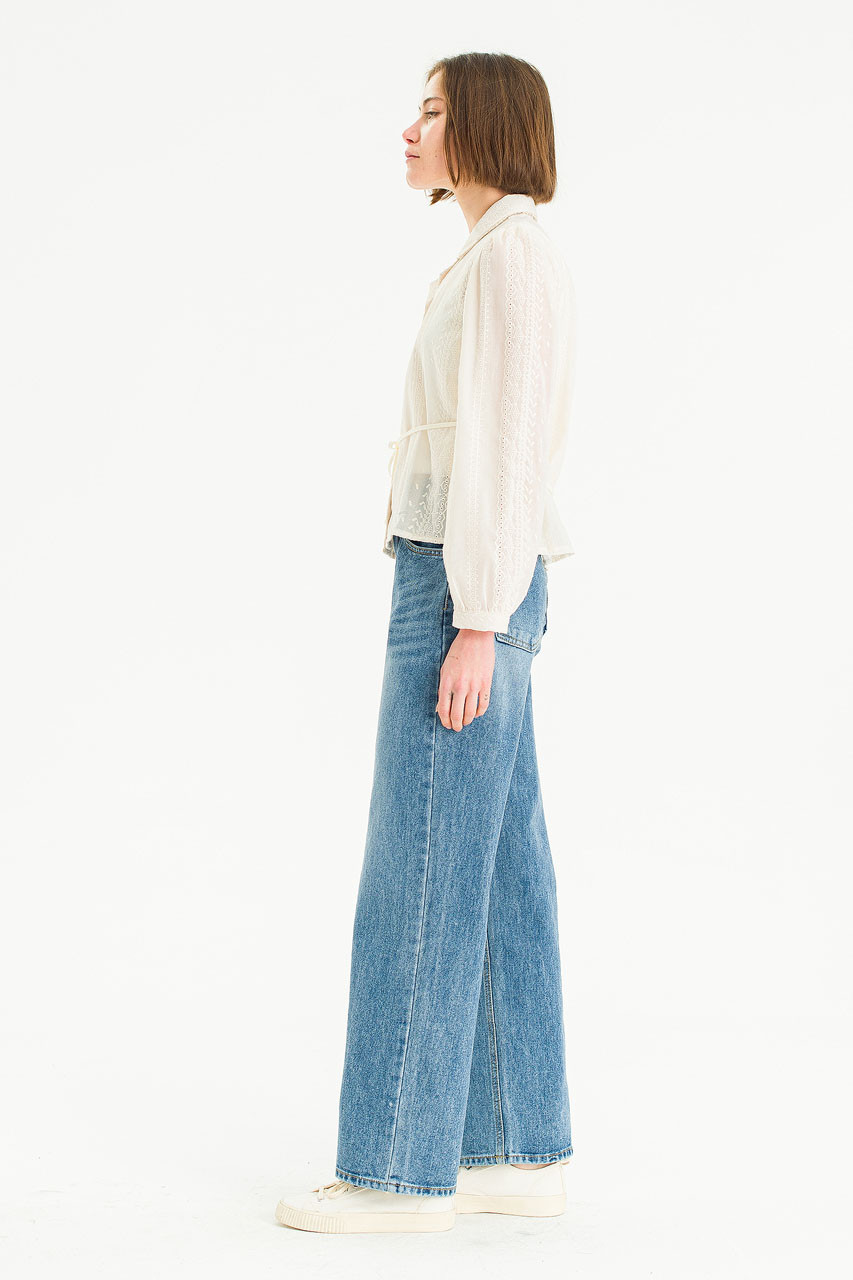 Hiro Mid High Straight Jean, Mid Blue