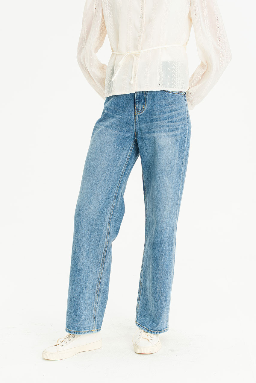 Hiro Mid High Straight Jean, Mid Blue