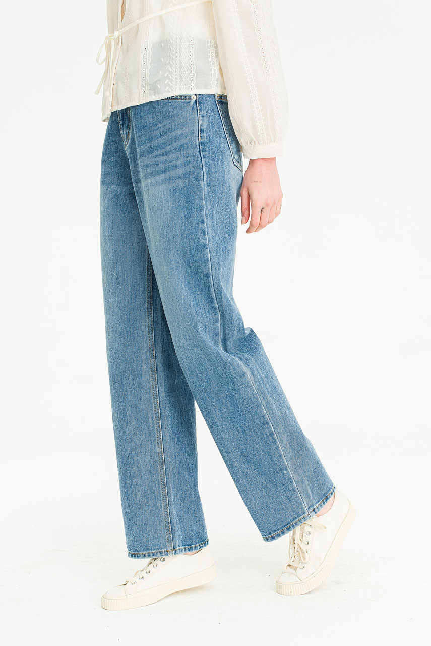 Hiro Mid High Straight Jean, Mid Blue