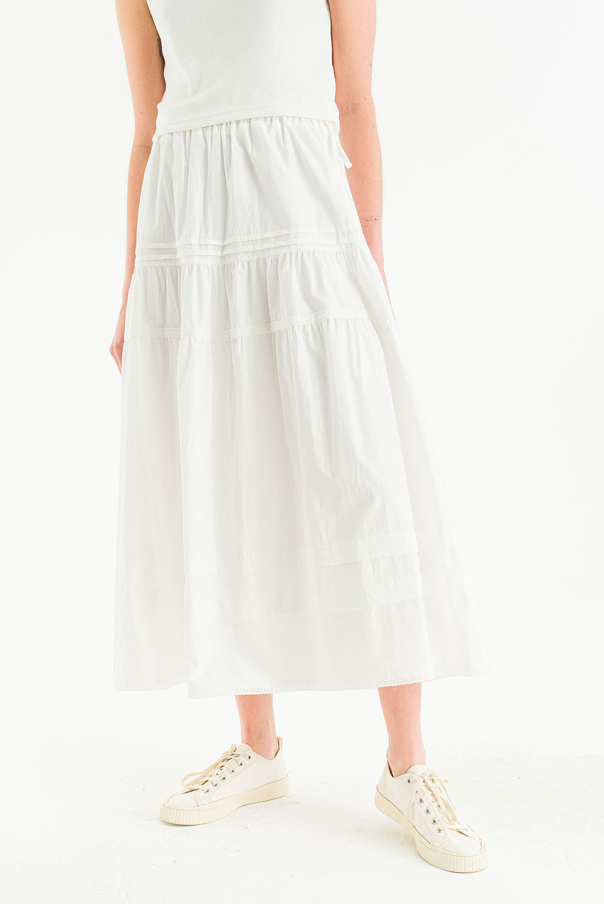 Mya Lace Detail Mid Length Skirt, Ivory