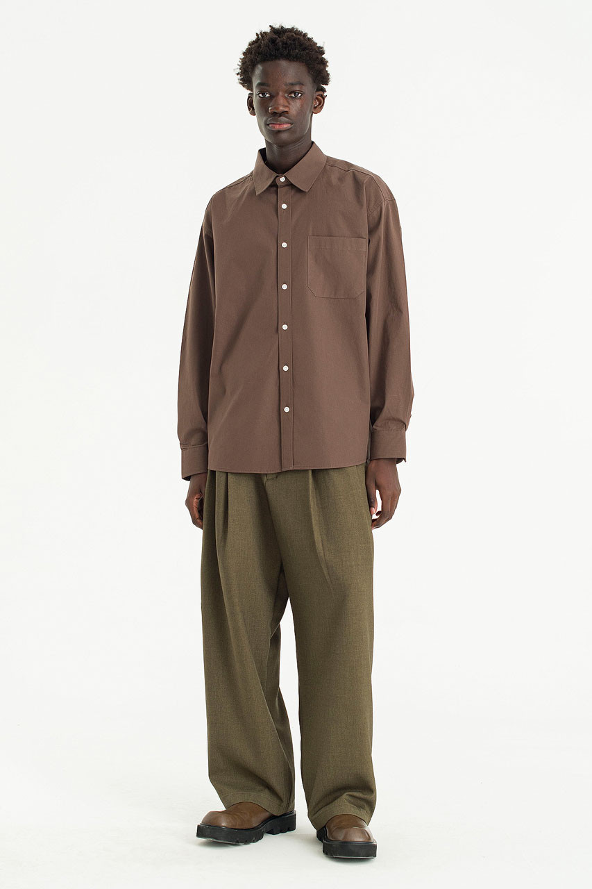 Menswear | Washed Cotton Shirt, Brown