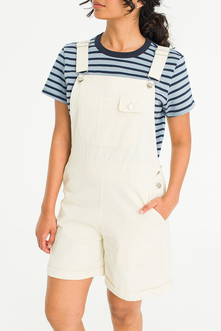 Bea Cotton Short Dungaree, Cream