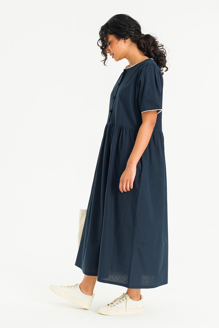 Lace Round Neck Dress, Navy