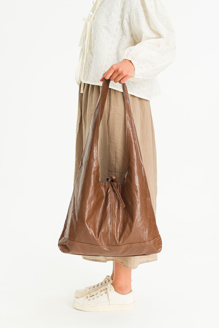 Ribbon Detail Hobo Bag, Brown