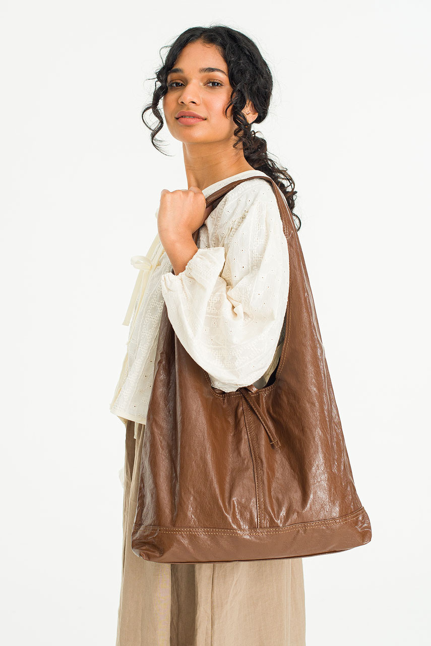 Ribbon Detail Hobo Bag, Brown