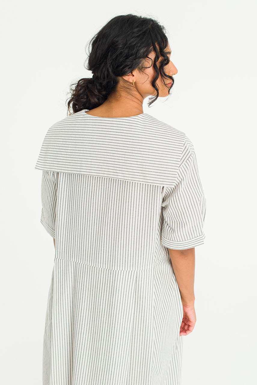 Kieko Sailor Stripe Dress, Ivory