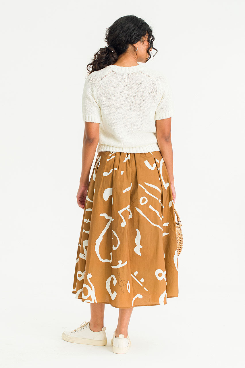 Ochre Script Skirt, Camel
