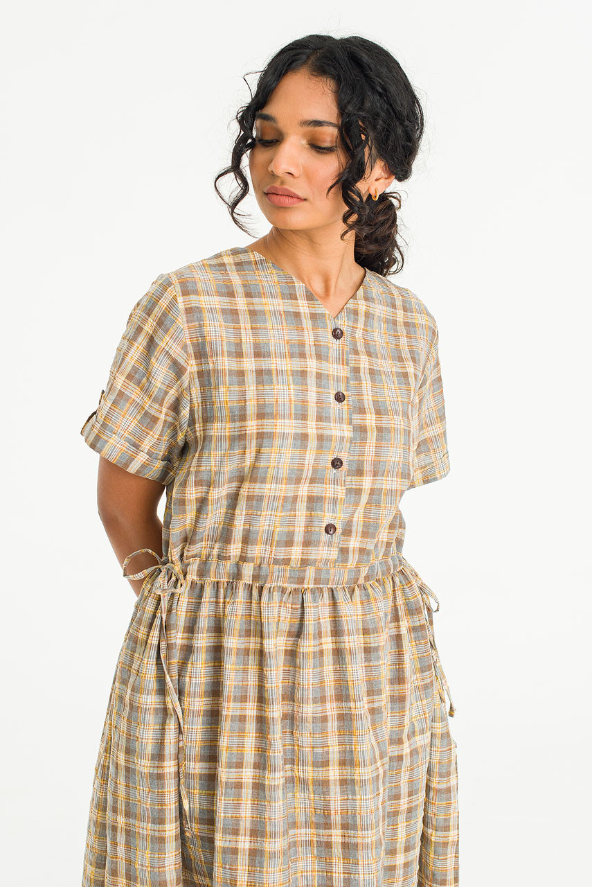 Loen Check Dress, Beige