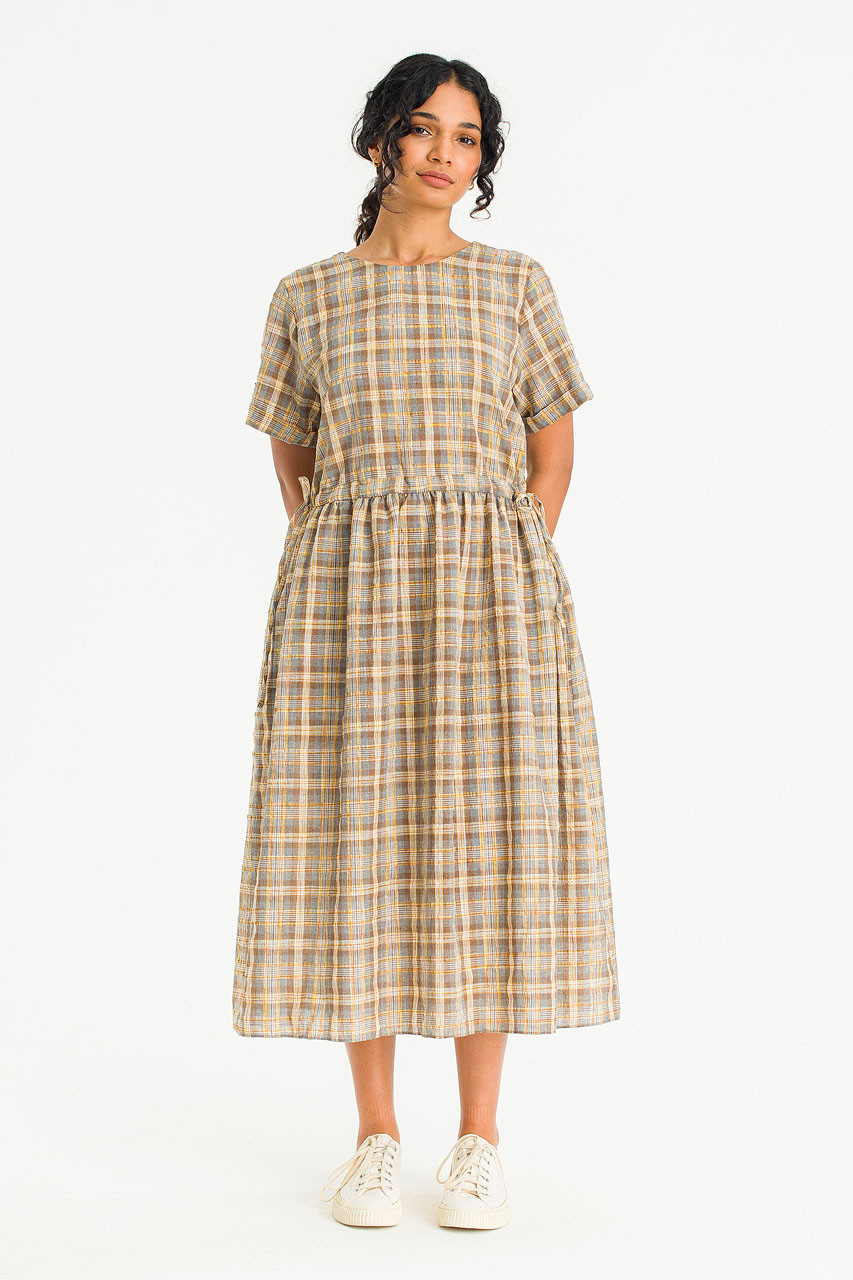 Loen Check Dress, Beige