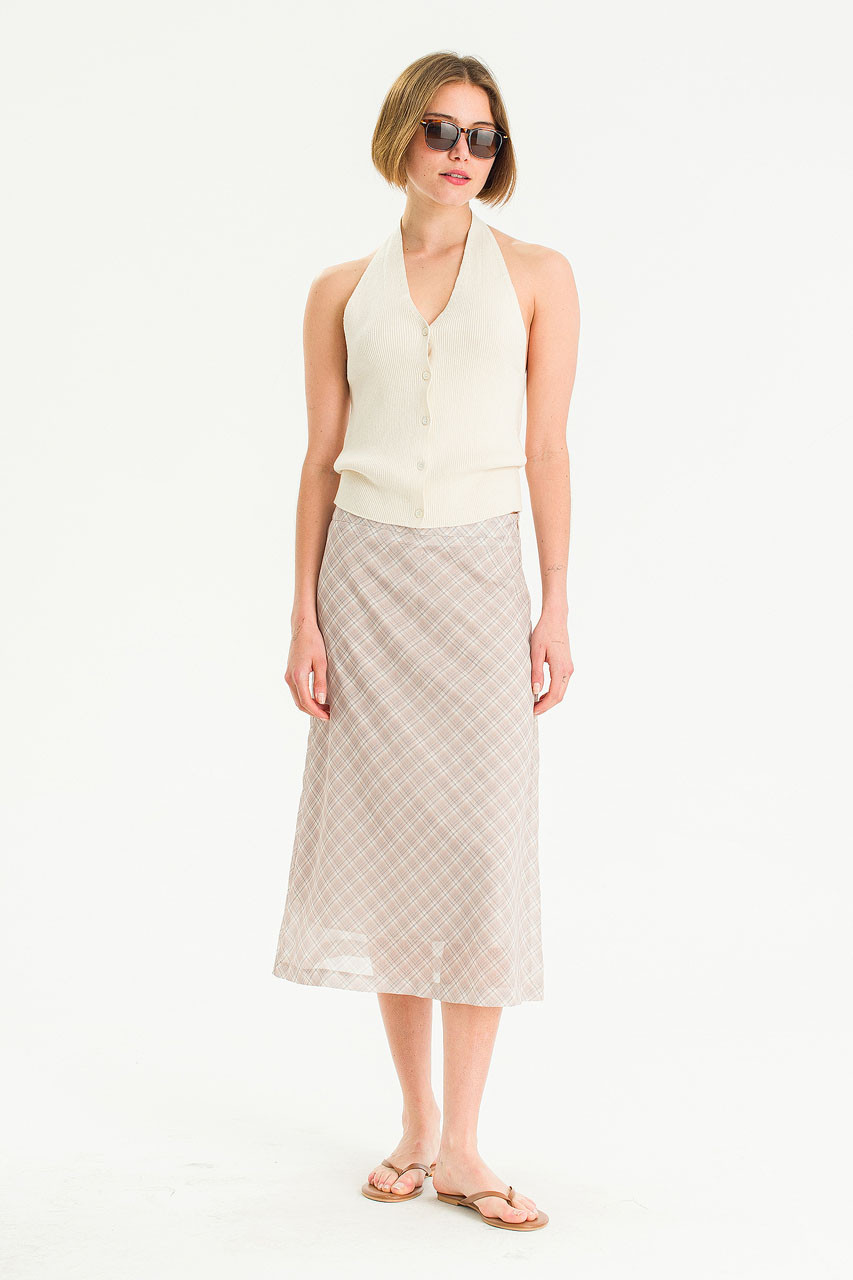 Ribbed Knit Halters Top, Ivory