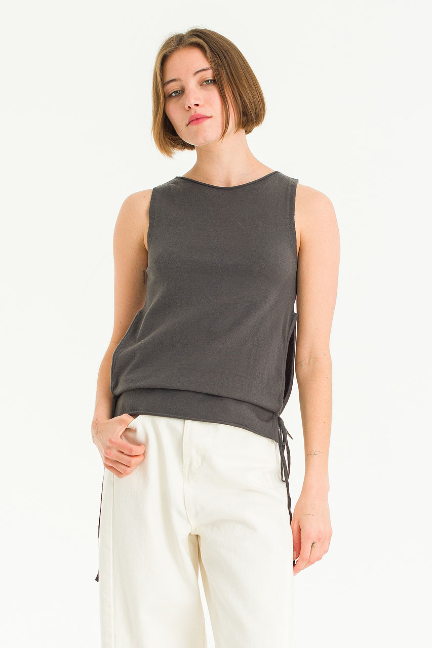 Jane Sleeve Knit Top, Charcoal