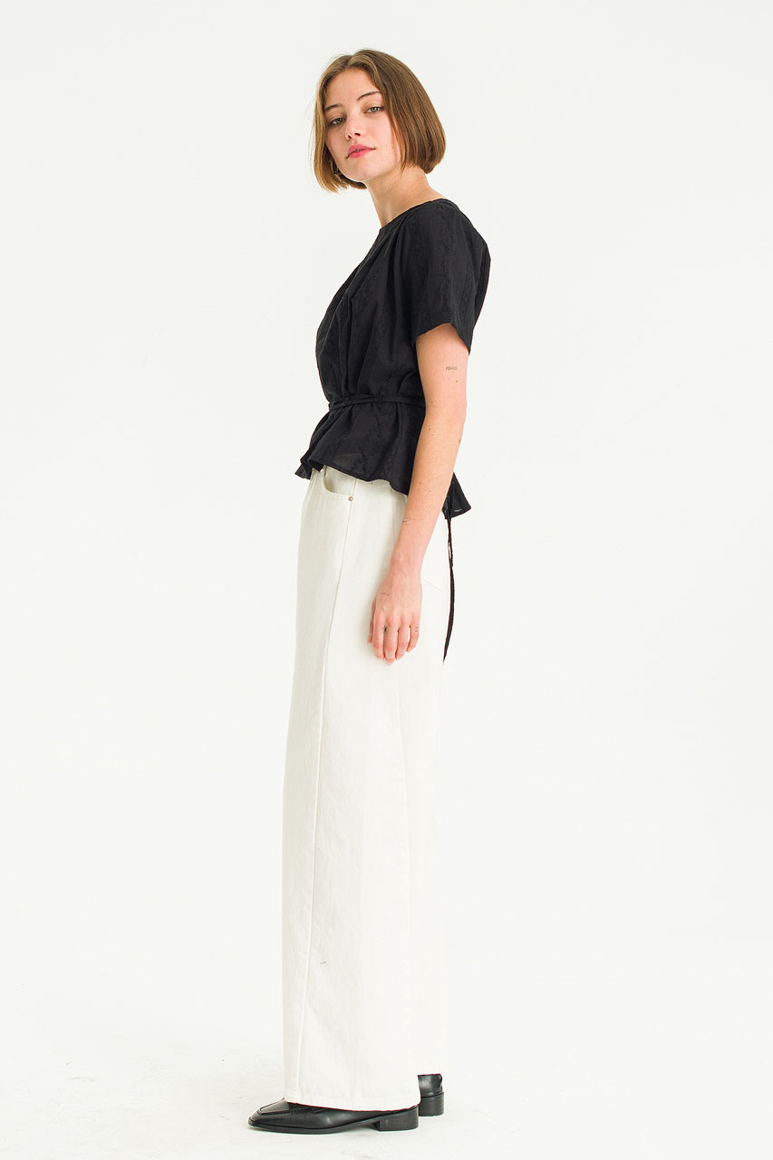 Boat Neck Lace Blouse, Black