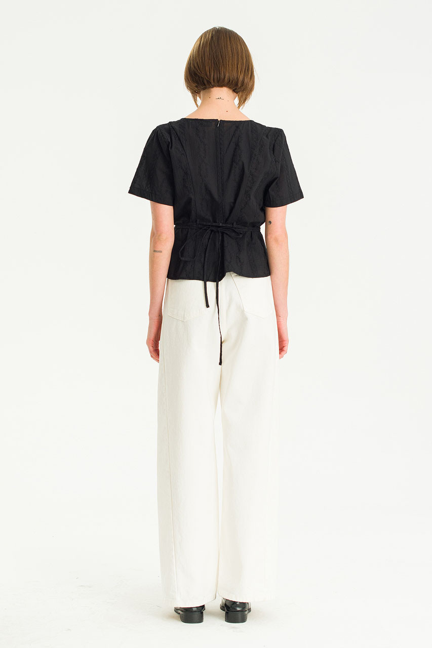 Boat Neck Lace Blouse, Black