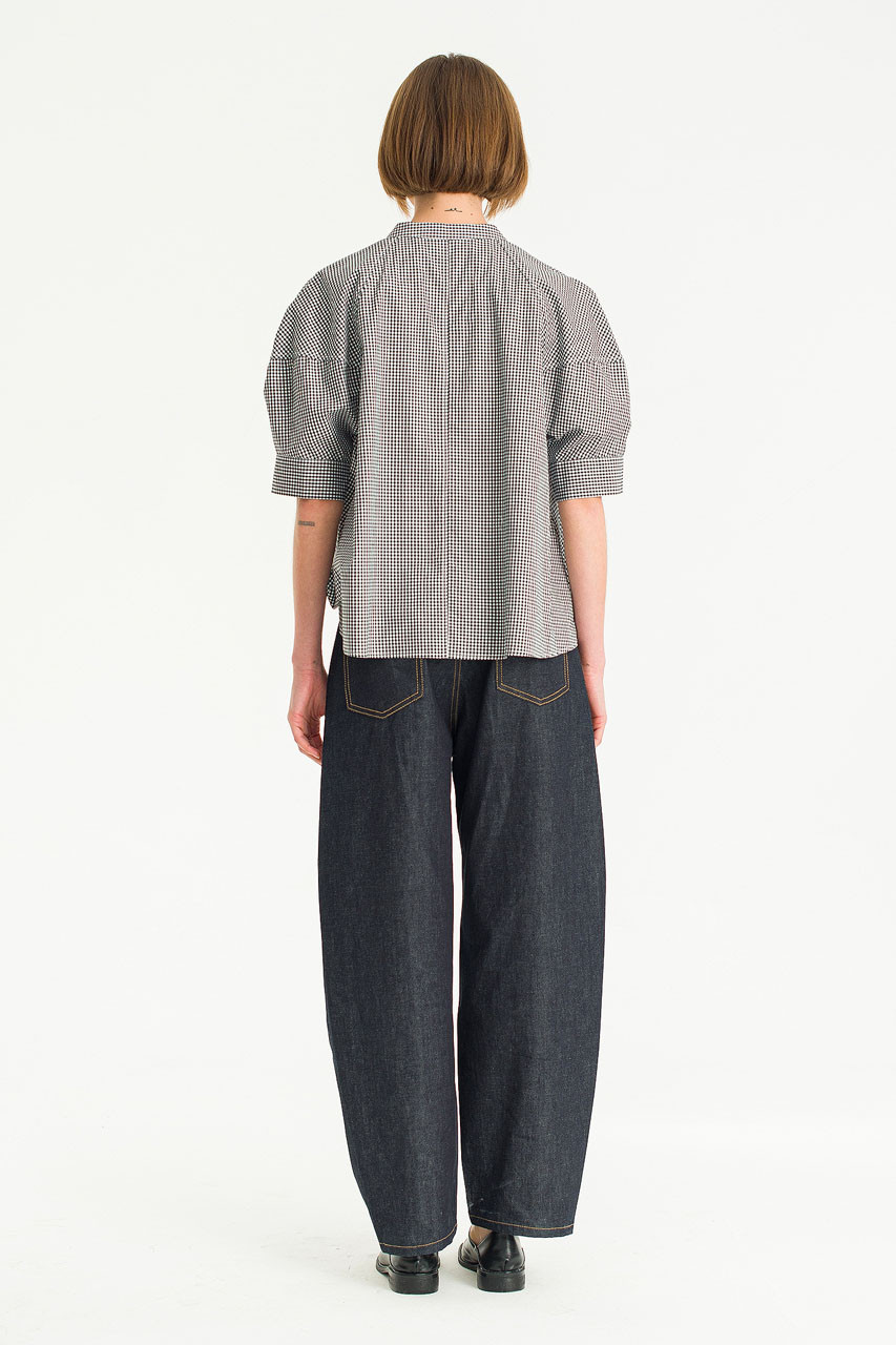 Clarette Check Blouse, Black