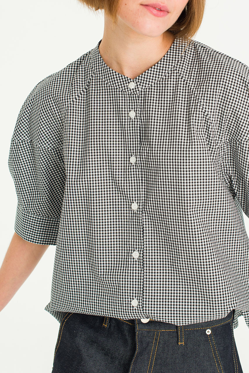 Clarette Check Blouse, Black