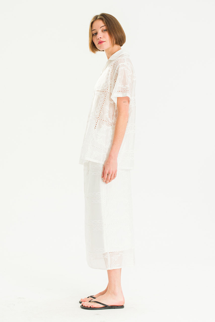 Flora Lune Mid Length Skirt, White