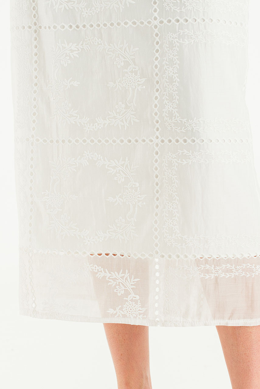 Flora Lune Mid Length Skirt, White