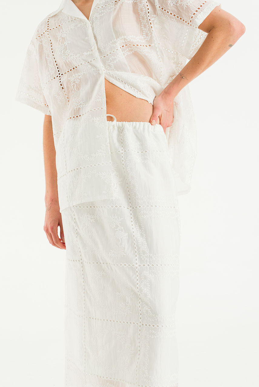 Flora Lune Mid Length Skirt, White
