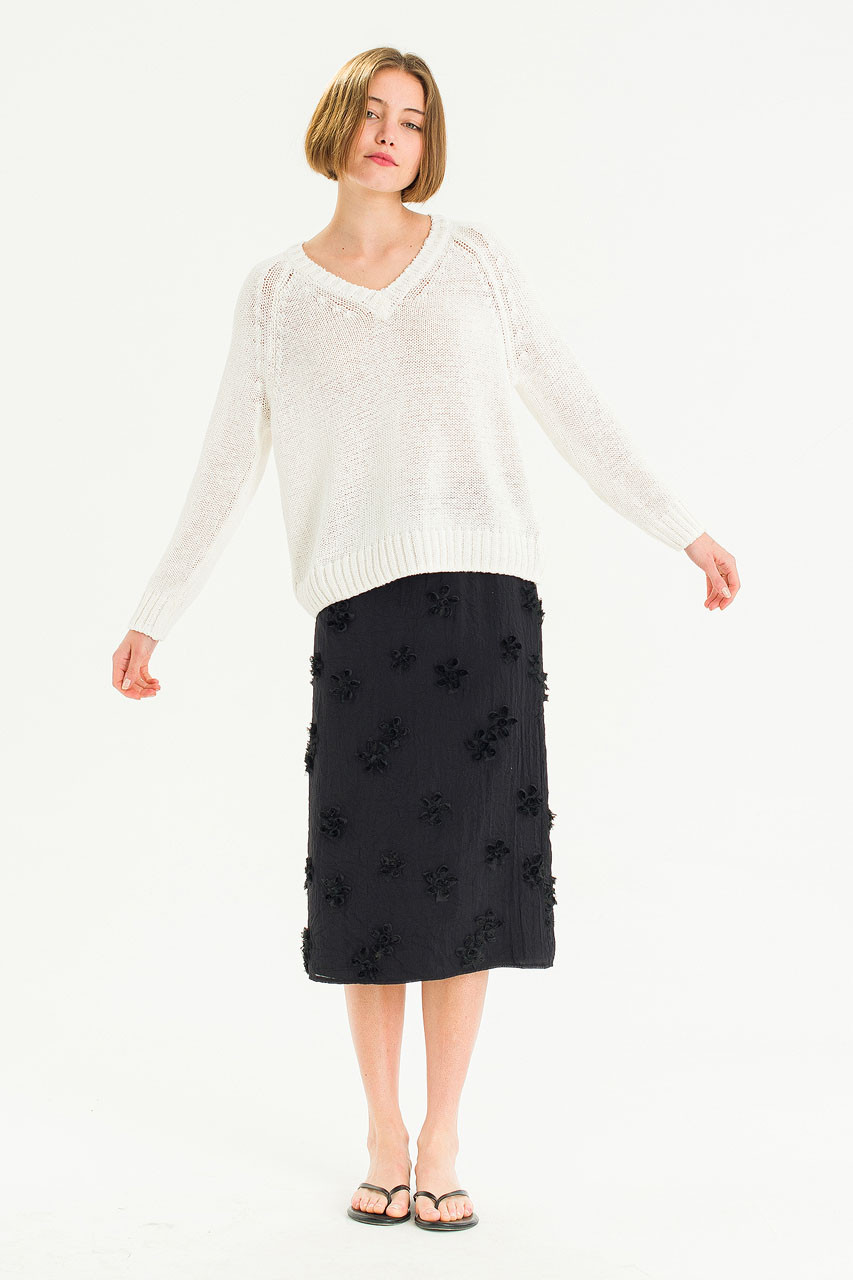 Nora V Neck Jumper, Ivory