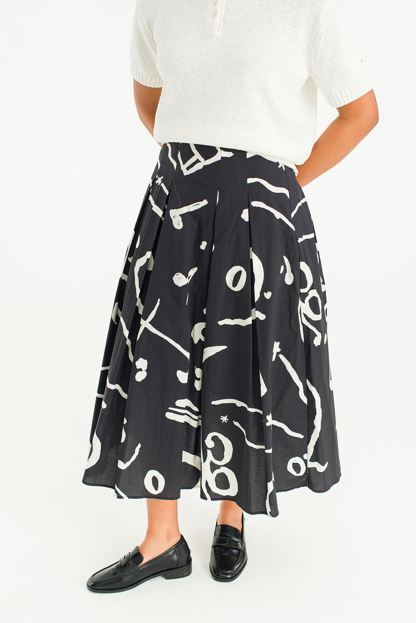 Ochre Script Skirt, Black